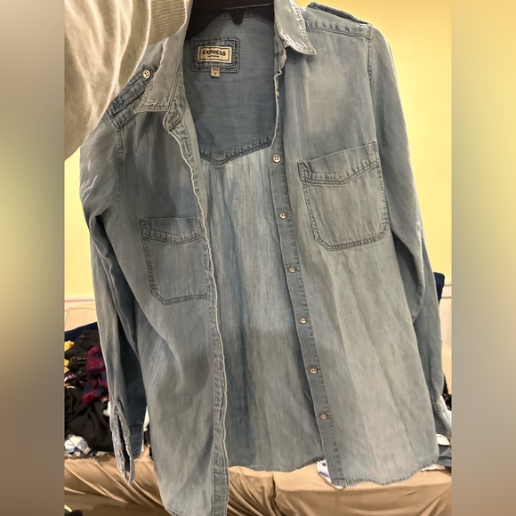 Express Tops - Express Boyfriend Button Down Large